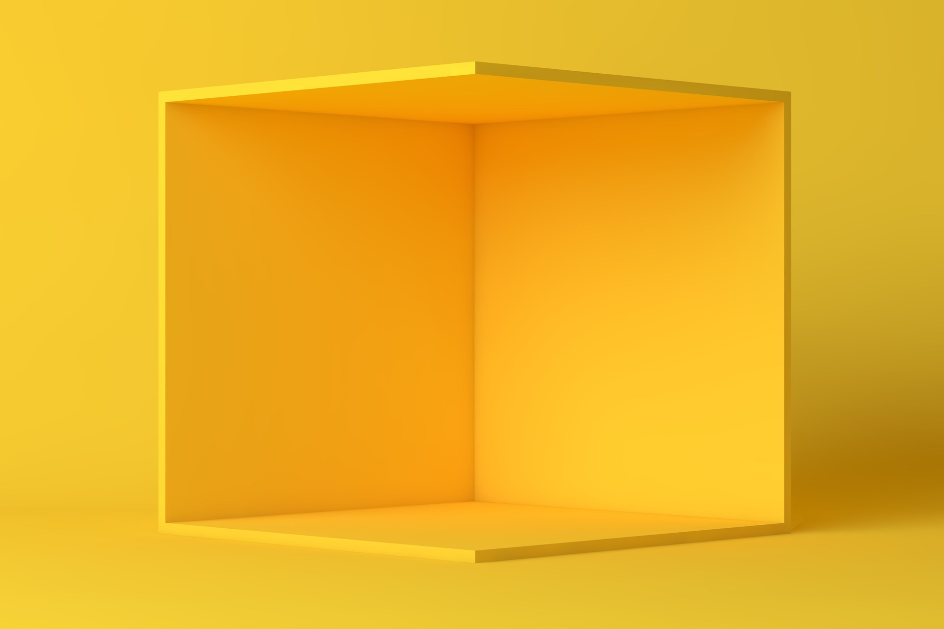 Cube box or corner room interior cross section. white empty geometric square 3D blank box template